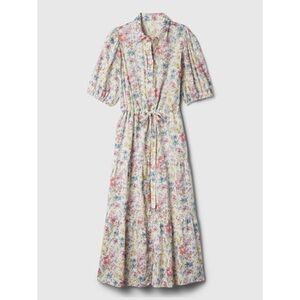 GAP Puff Sleeve Midi Dress Botanical Floral